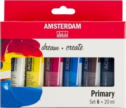 ÉTUI 6 POTS ACRILICO AMSTERDAM 20ML COULEURS PRIMAIRES