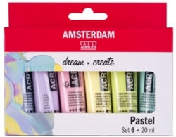 ESTOXO 6 BOTES ACRILICO AMSTERDAM 20ML CORES PASTEL