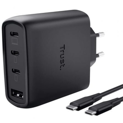 Cargador De Pared Gan Trust Maxo 65W 26067/ 3Xusb Tipo-C/ 1X