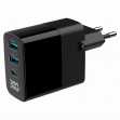 Cargador Rapido Usb Gembird Gan De 3 Puertos Y 30 W, Lcd, Ne