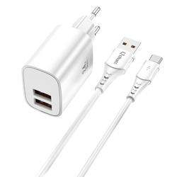 Kit Cargador Qcharx Apolo 24A + Cable Usb A Tipo C Blanco