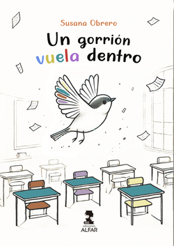 Un gorrión vuela dentro