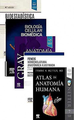 Pack Anatomía para estudiantes + Nomenclatura Anatómica Ilustrada+Atlas de Anatomía Humana + Biología Celular Biomédica+Bioestadística Amica