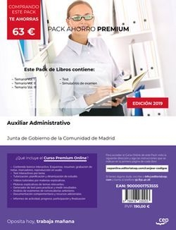 PACK AHORRO PREMIUM CUERPO AUXILIAR ADMINISTRACION MADRID