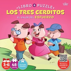 Los tres cerditos.(valor esfuerzo).libro-puzzle 48 piezas