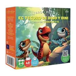 Tesoro de dino y dini.(valor compartir).libro-puzzle 48 piezas