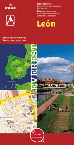 León. Plano callejero y mapa de carreteras.