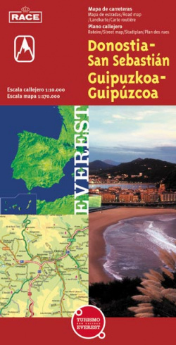 Donostia-San Sebastián//Gipuzkoa-Guipúzcoa. Plano callejero y mapa de carreteras