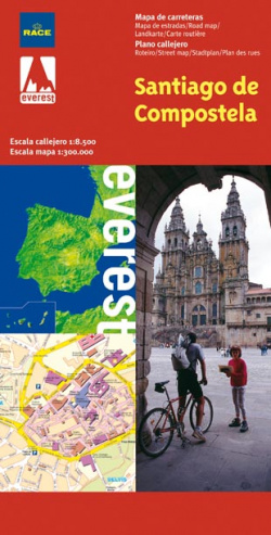 Santiago de Compostela, A Coruña. Plano callejero y mapa de carreteras.