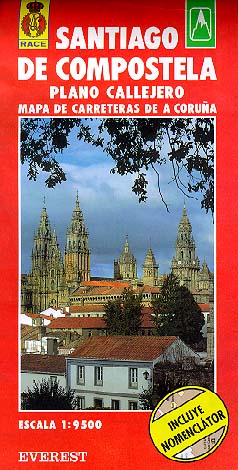 Santiago de Compostela, A Coruña. Plano callejero y mapa de carreteras