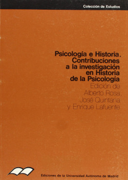 Psicología e Historia. Contribución a la investigación en Historia de la Psicolo
