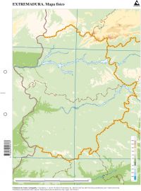 PACK/50 MAPAS EXTREMADURA FISICO MUDOS