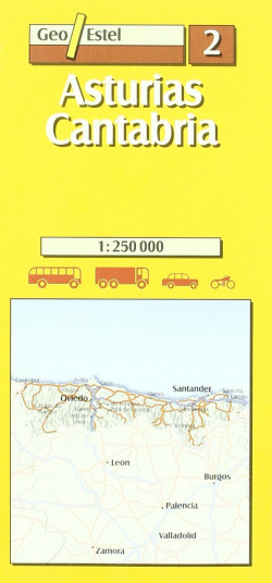 Asturias, Cantabria 1:250.000, 1 cm=2,5 Km
