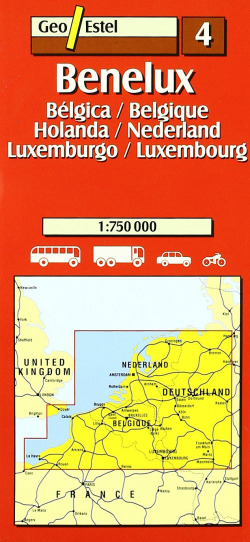 Benelux : Bélgica, Holada, Luxemburgo, E 1:750.000