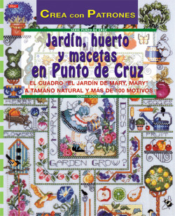 Jardin huerto y macetas en punto de cruz