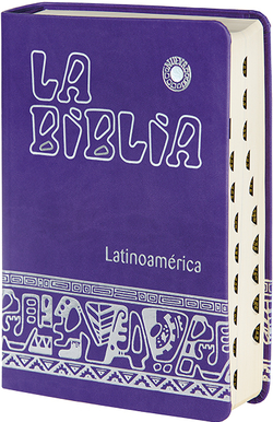 Biblia Latinoam. letra grande simil piel morada, uñeros