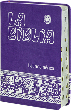 Biblia Latinoam. letra grande simil piel morada,canto plata uñeros