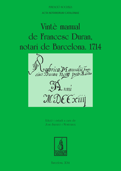 Vintè manual de Francesc Duran, notari de Barcelona 1714