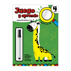 JUEGO Y APRENDO 4 AÑOS - CON LUPA Y ROTULADOR BORRABLE